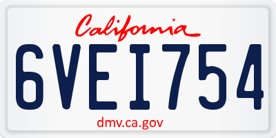 CA license plate 6VEI754