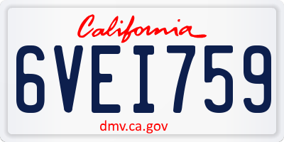 CA license plate 6VEI759