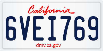 CA license plate 6VEI769