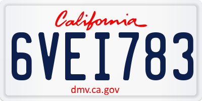 CA license plate 6VEI783