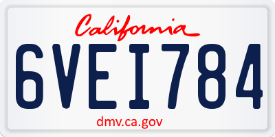 CA license plate 6VEI784