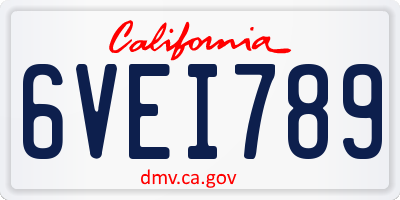 CA license plate 6VEI789