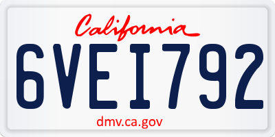 CA license plate 6VEI792