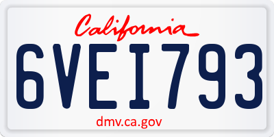 CA license plate 6VEI793