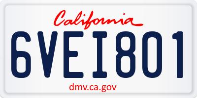 CA license plate 6VEI801