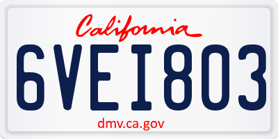 CA license plate 6VEI803