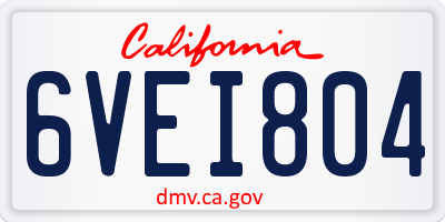 CA license plate 6VEI804