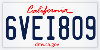 CA license plate 6VEI809
