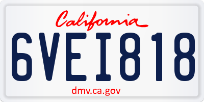 CA license plate 6VEI818