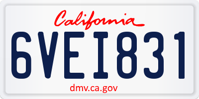 CA license plate 6VEI831