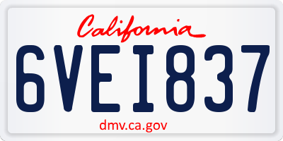 CA license plate 6VEI837