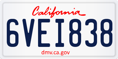 CA license plate 6VEI838