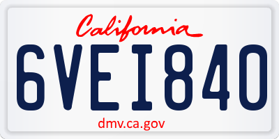 CA license plate 6VEI840