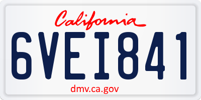 CA license plate 6VEI841