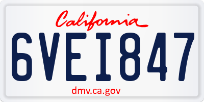 CA license plate 6VEI847