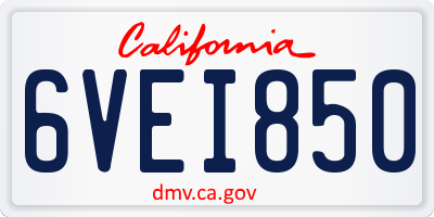CA license plate 6VEI850