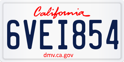 CA license plate 6VEI854