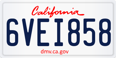 CA license plate 6VEI858