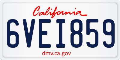 CA license plate 6VEI859