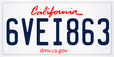CA license plate 6VEI863