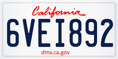 CA license plate 6VEI892