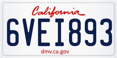 CA license plate 6VEI893