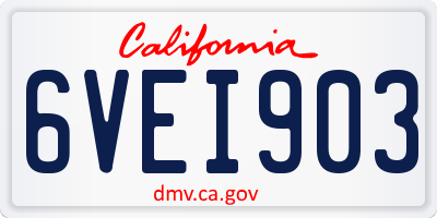 CA license plate 6VEI903