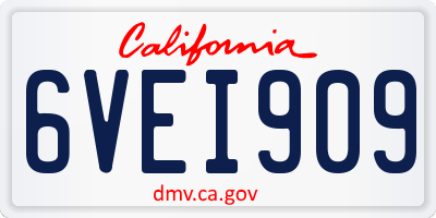 CA license plate 6VEI909
