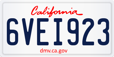 CA license plate 6VEI923