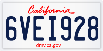 CA license plate 6VEI928