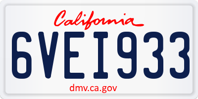CA license plate 6VEI933