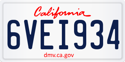 CA license plate 6VEI934