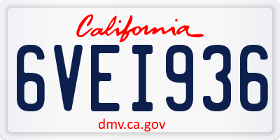 CA license plate 6VEI936