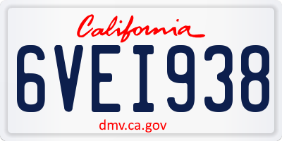 CA license plate 6VEI938