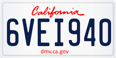 CA license plate 6VEI940