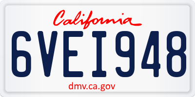 CA license plate 6VEI948