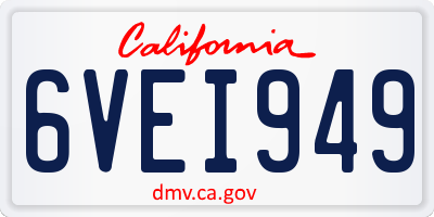 CA license plate 6VEI949