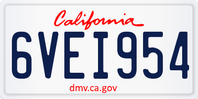 CA license plate 6VEI954