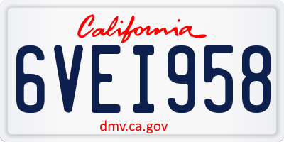 CA license plate 6VEI958