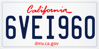 CA license plate 6VEI960