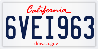 CA license plate 6VEI963