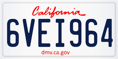 CA license plate 6VEI964