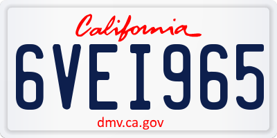 CA license plate 6VEI965