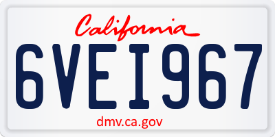 CA license plate 6VEI967
