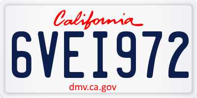 CA license plate 6VEI972