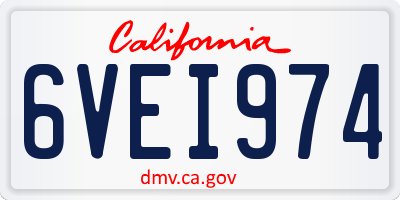 CA license plate 6VEI974