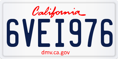 CA license plate 6VEI976