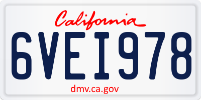 CA license plate 6VEI978