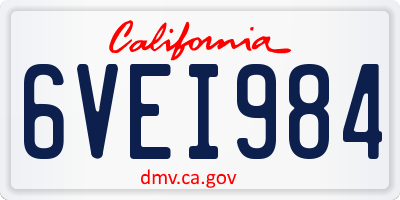 CA license plate 6VEI984