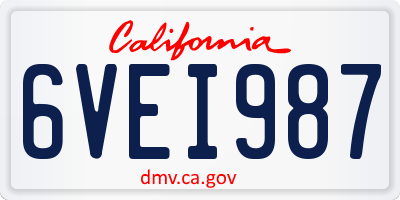 CA license plate 6VEI987